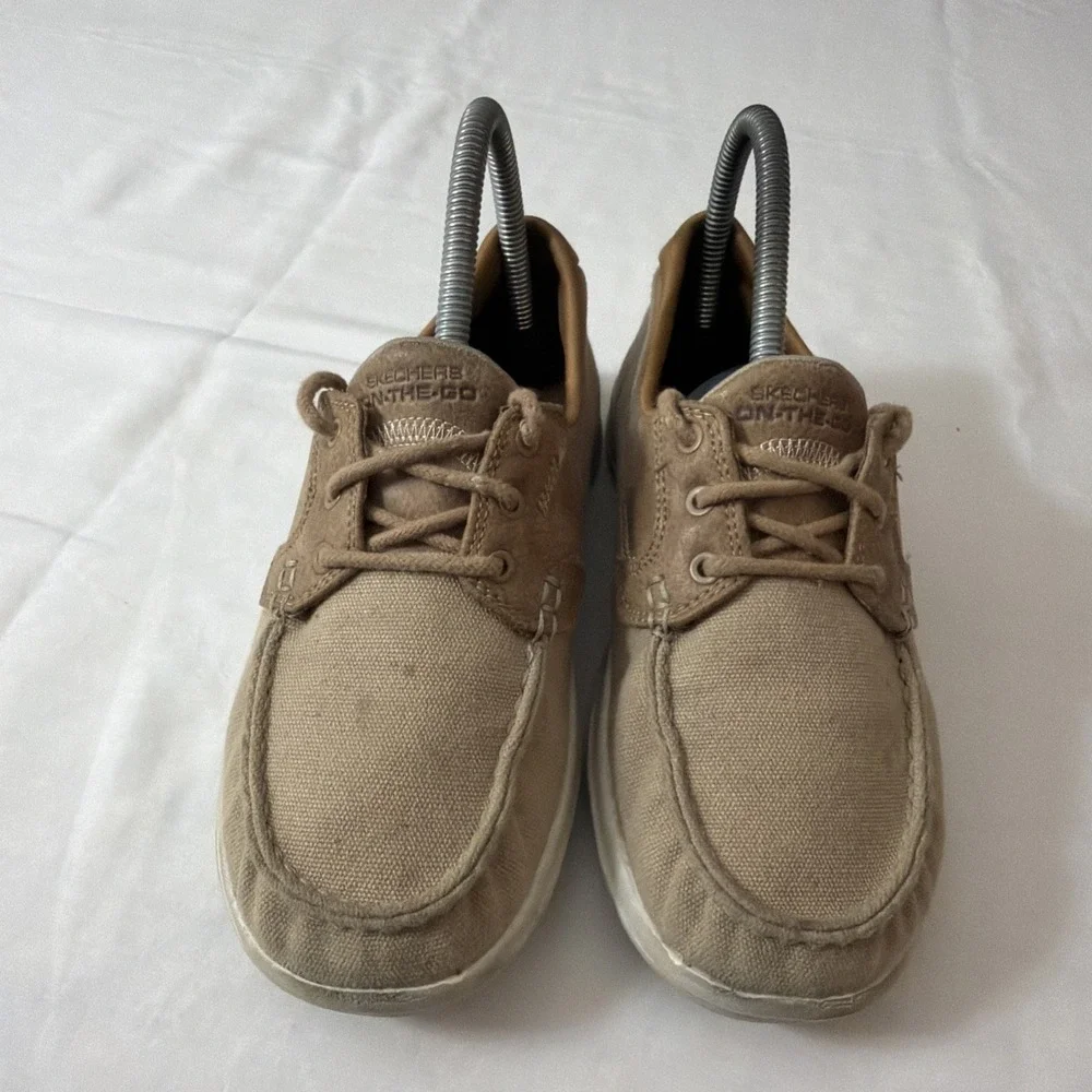 Skechers On-The-Go Lite Boat Shoes Womens 6.5 Tan Goga Max Deck 15430 Comfy Shoe